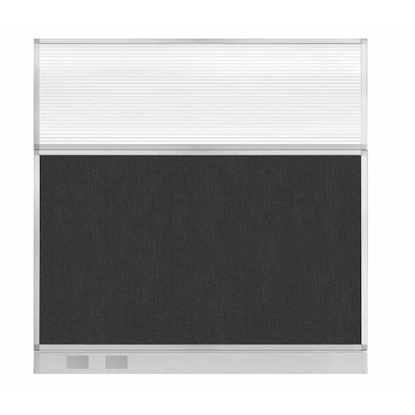 Versare Hush Panel Configurable Cubicle Partition 6' x 6' Black Fabric Clear Fluted Window w/ Cable Channel 1856331-1 - main